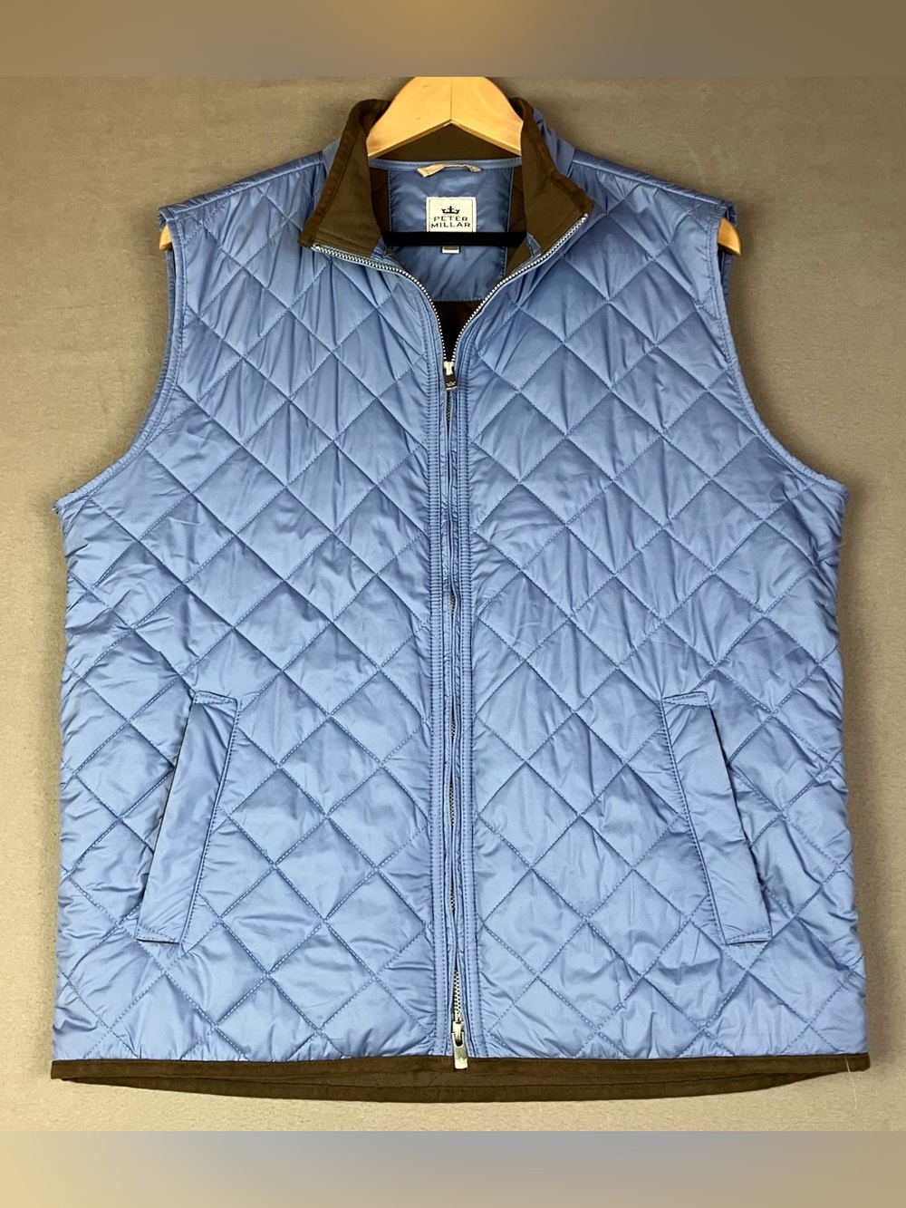 Peter Millar Men’s Size M Quilted Vest Blue Full Zip Pockets
